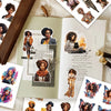A page from a 40-sheet character sticker book featuring illustrations of diverse women.