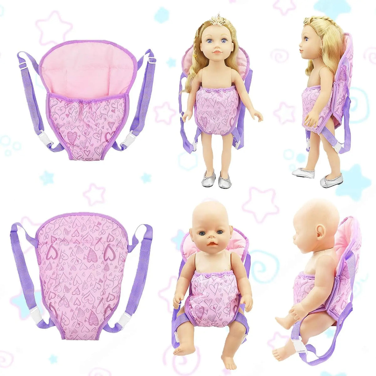 Doll Carrier Backpack with Adjustable Straps for 18-Inch Dolls