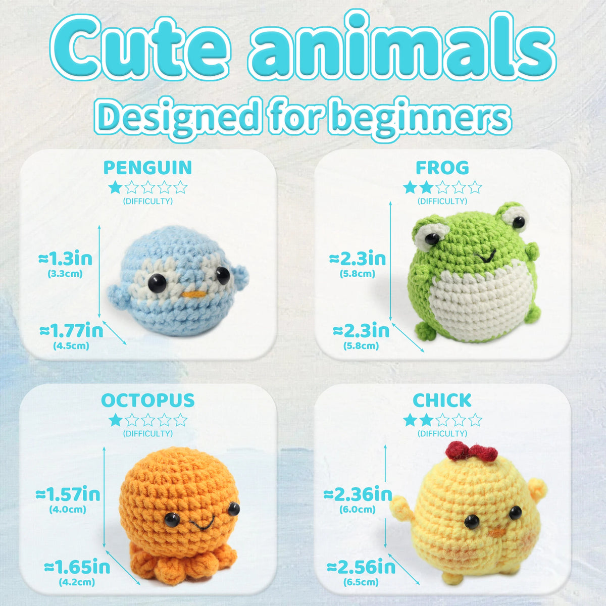 Animal Crochet Kit for Beginners – Complete Starter Set with Step-by-Step Guide