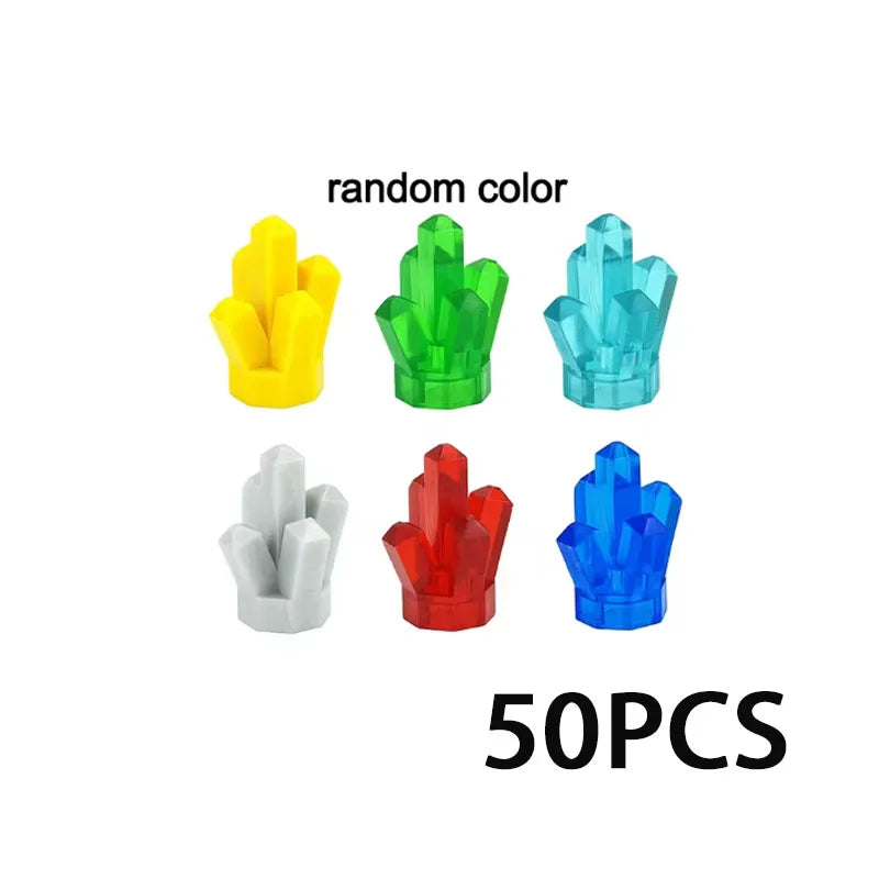 A set of 50 random colored building blocks in yellow, green, blue, and red.