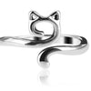 Silver adjustable cat-ear ring for knitting and crochet projects
