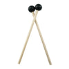 A pair of wooden handpan drum mallets with black silicone tips.