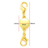 A gold-colored magnetic lobster claw clasp for jewelry making with a round pendant.