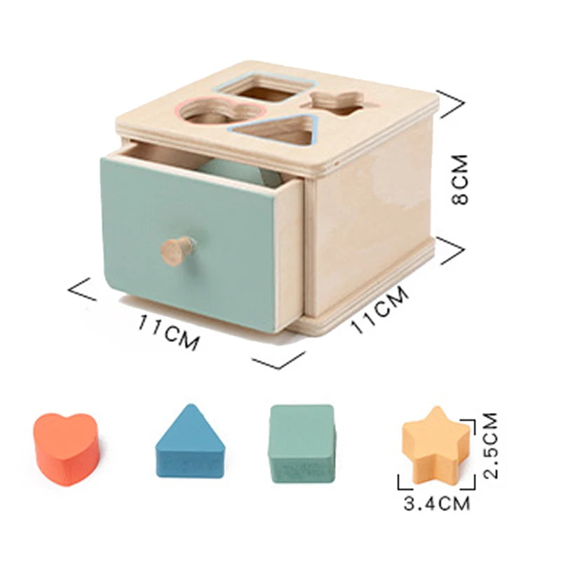 Wooden Color Shape Sorter with Drawer Box – Montessori Learning Toy