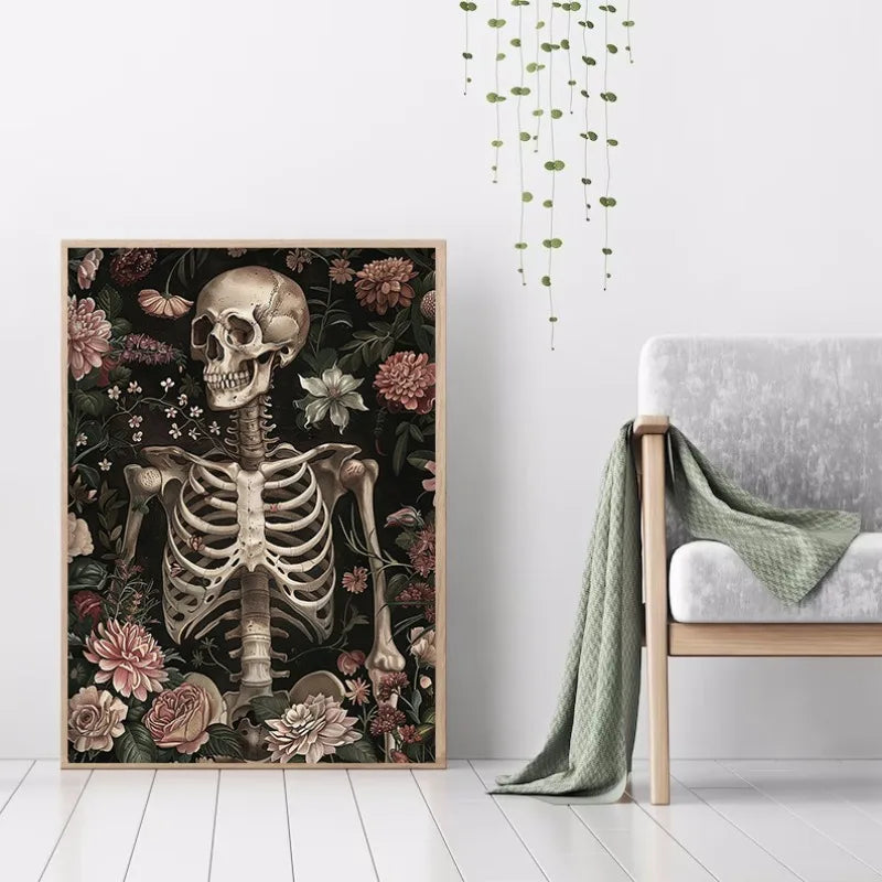 Dark Academia Anatomical Heart Canvas Art with Botanical Fragrance