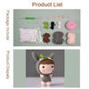 A package containing various yarn colors and tools for a DIY crochet doll kit.
