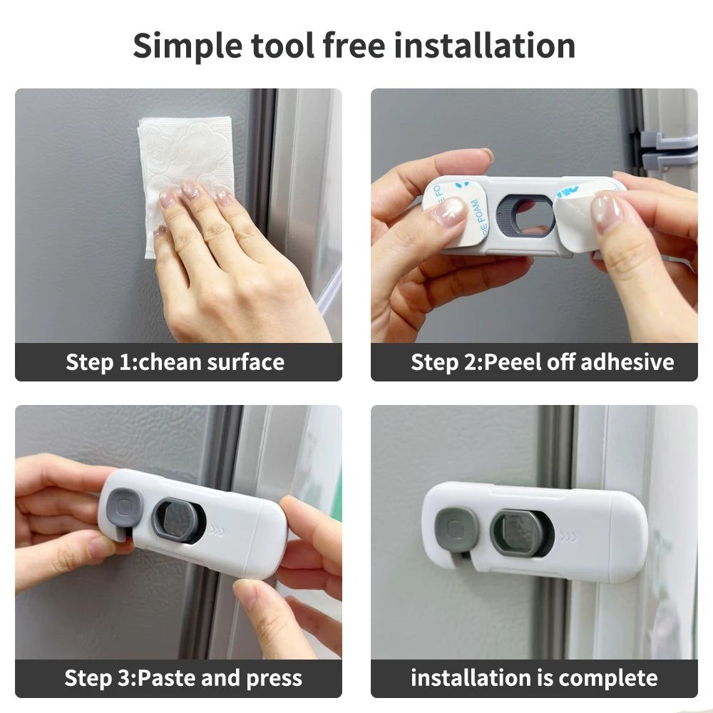 Child Safety Cabinet Locks with Strong Adhesive for Drawers, Fridges, and More