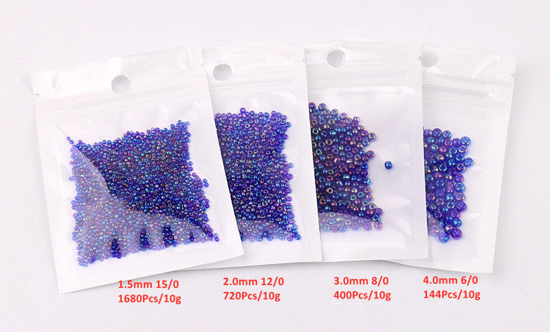 Pack of glass rice beads in various sizes and colors for DIY jewelry and crafting