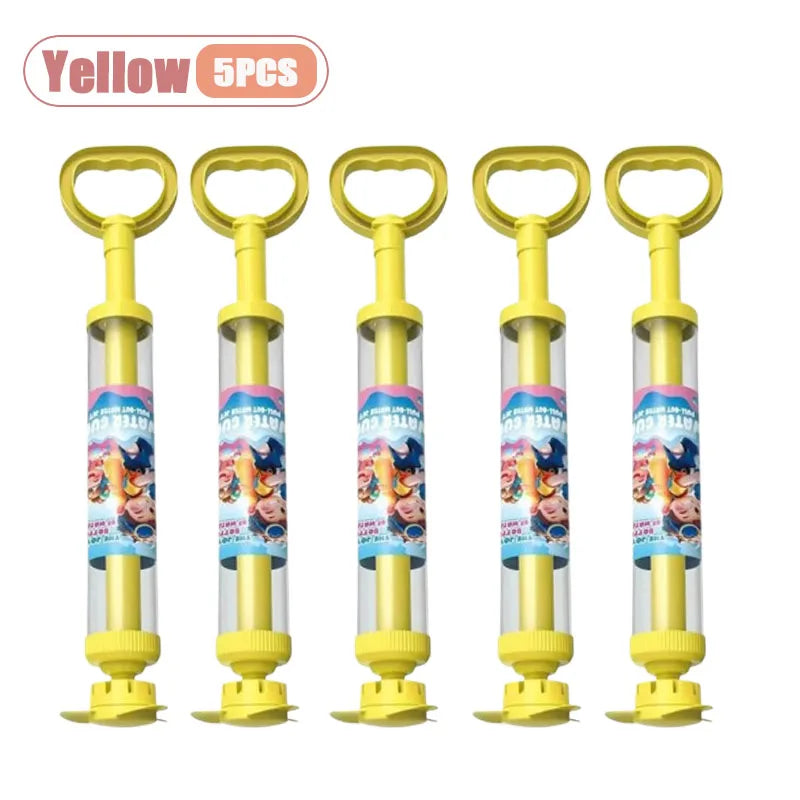 Five yellow rotating firework water blaster toys for kids