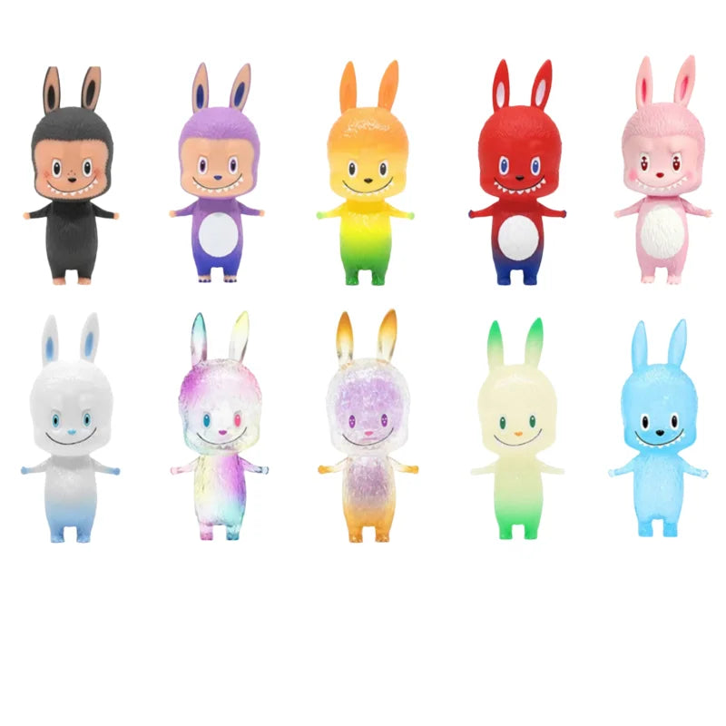 A collection of colorful Labubu monsters in various colors and styles.