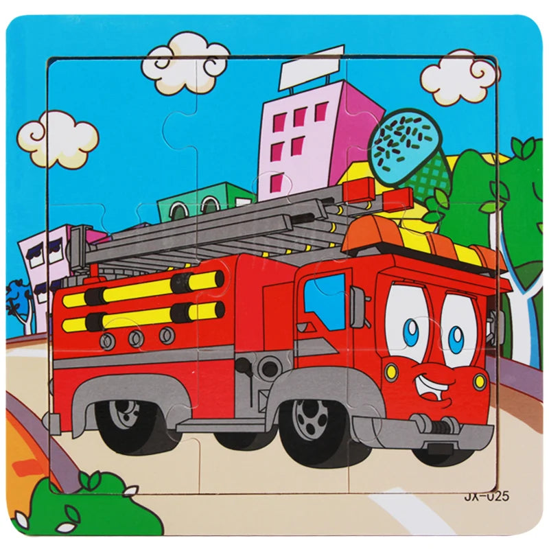 Wooden 3D Puzzle Set for Toddlers – Animal & Vehicle Jigsaw Games
