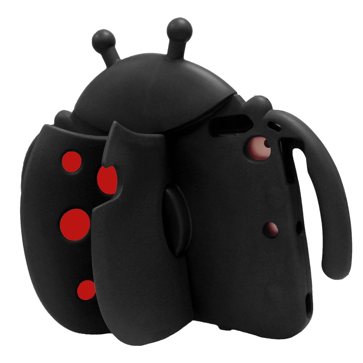 A black playful cartoon EVA shockproof case designed for an iPad.