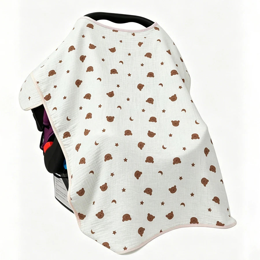 Breathable Baby Nursing Cover – Multi-Use Swaddle & Stroller Sunshade