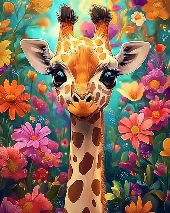 Giraffe Paint by Numbers Kit – DIY Canvas Art for Home & Gift