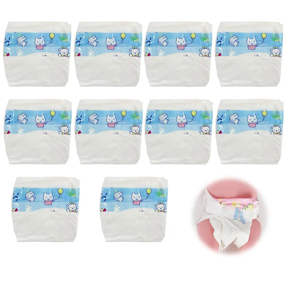 Soft Cotton Doll Diapers for Pretend Play (10-Pack)