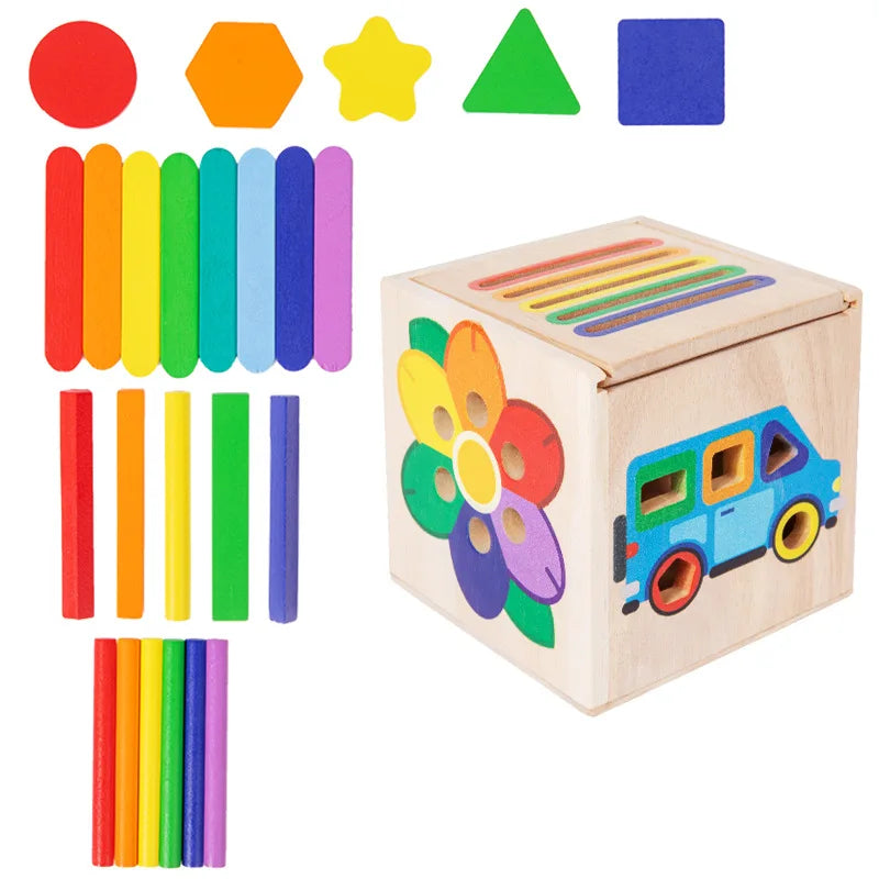 5-in-1 Wooden Shape & Color Sorting Toy for Toddlers