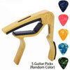 Zinc Alloy Guitar Capo with 5 Celluloid Picks — Fits Acoustic, Electric, Classical, and Ukulele