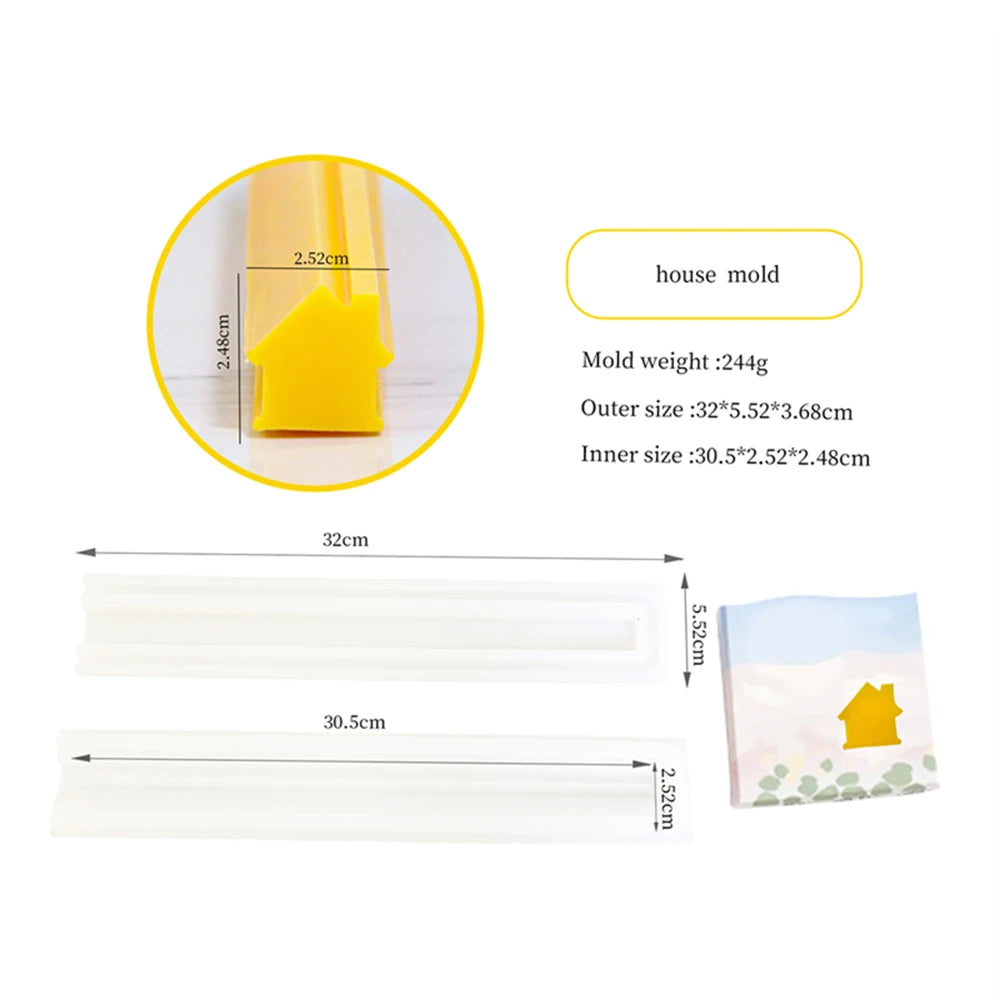 Yellow silicone house mold for soap and candle making with various sizes