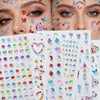 3D Rhinestone Face Stickers with Laser Hearts, Stars & Moons