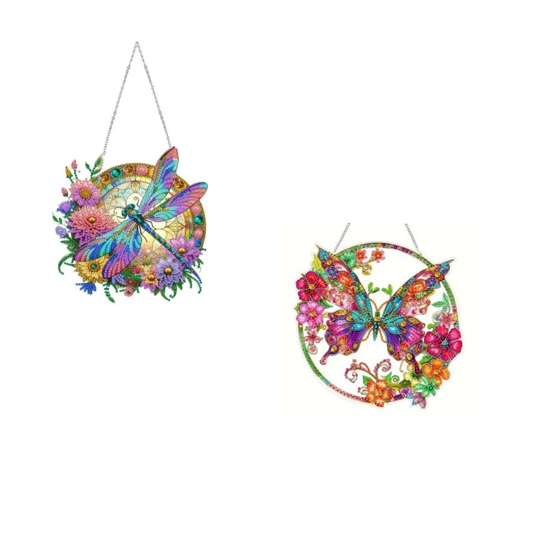 DIY Diamond Art Dragonfly & Butterfly Acrylic Door Hanging Ornament with Chain