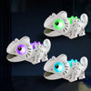 White remote control chameleon toy with glowing eyes in various colors