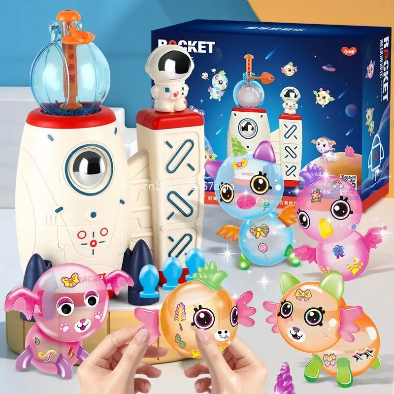 A DIY animal balloon craft kit featuring an octopus and monster making set with various colorful balloons and tools.