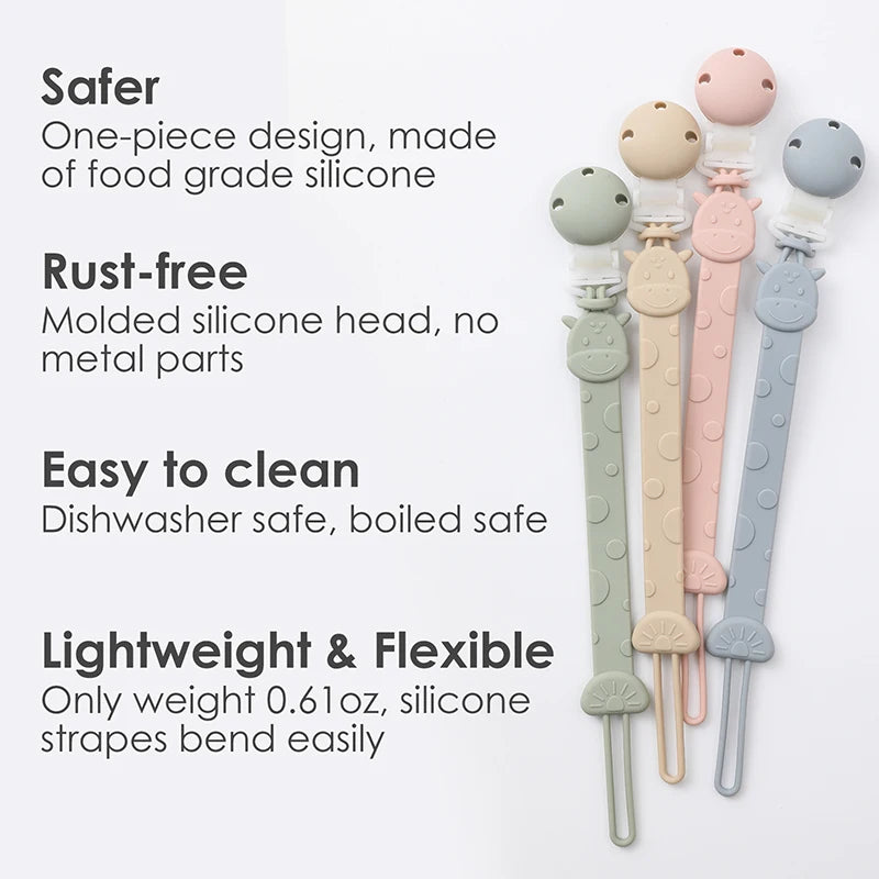 BPA-Free Silicone Pacifier Clips for Babies