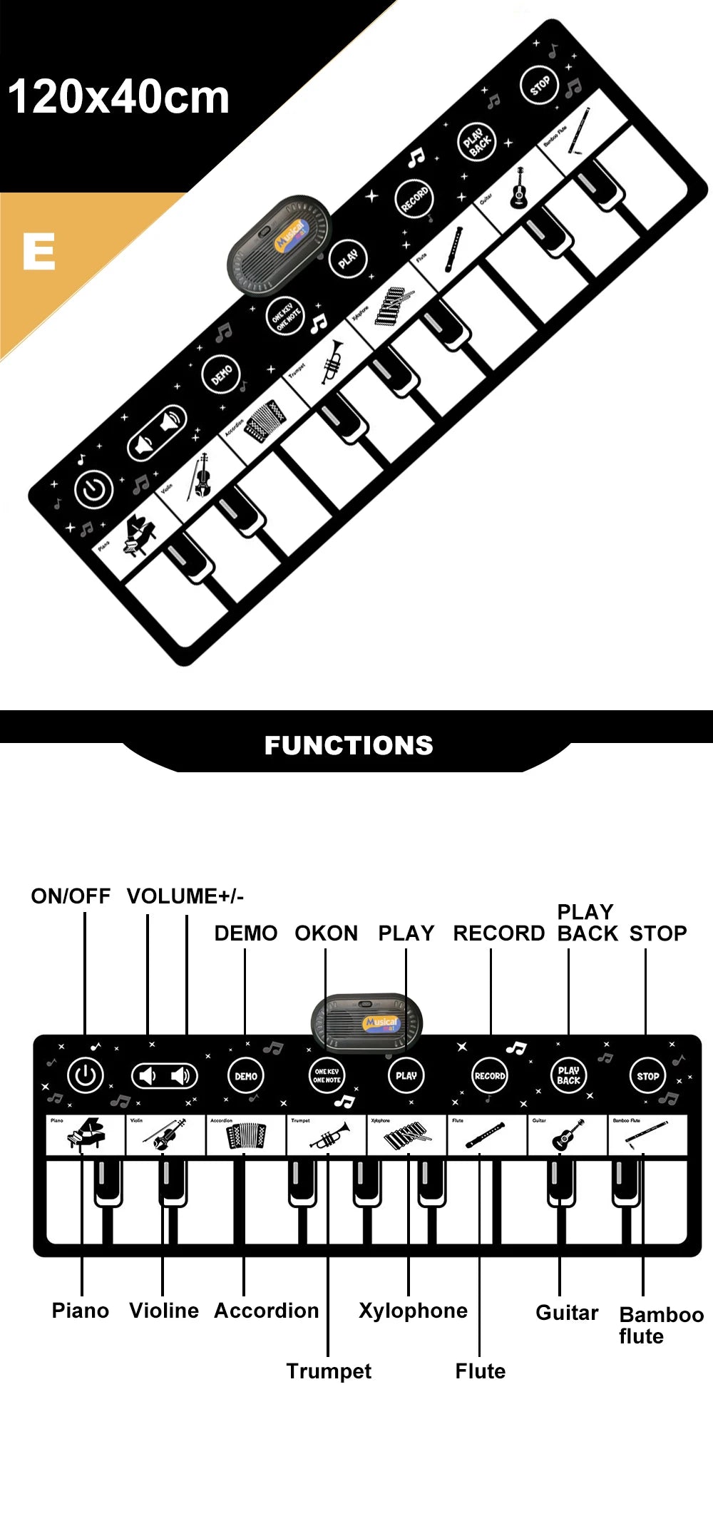 Interactive Musical Piano Floor Mat for Kids