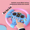 Volant éducatif rose et bleu avec une main qui le tient, avec des effets sonores réalistes de klaxon de véhicule.