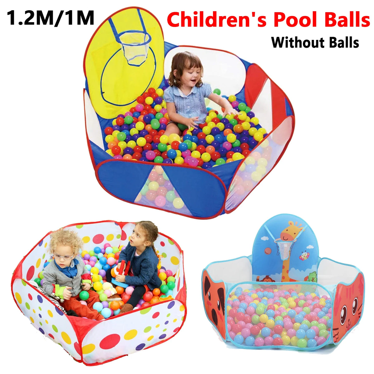 Kids' Foldable Ball Pit Play Tent with Storage Basket