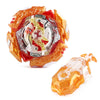 Metal spinning top battle set featuring an orange and clear shell with a string launcher component.
