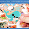 Wooden magnetic fishing game featuring colorful sea creatures and patterns for visual development