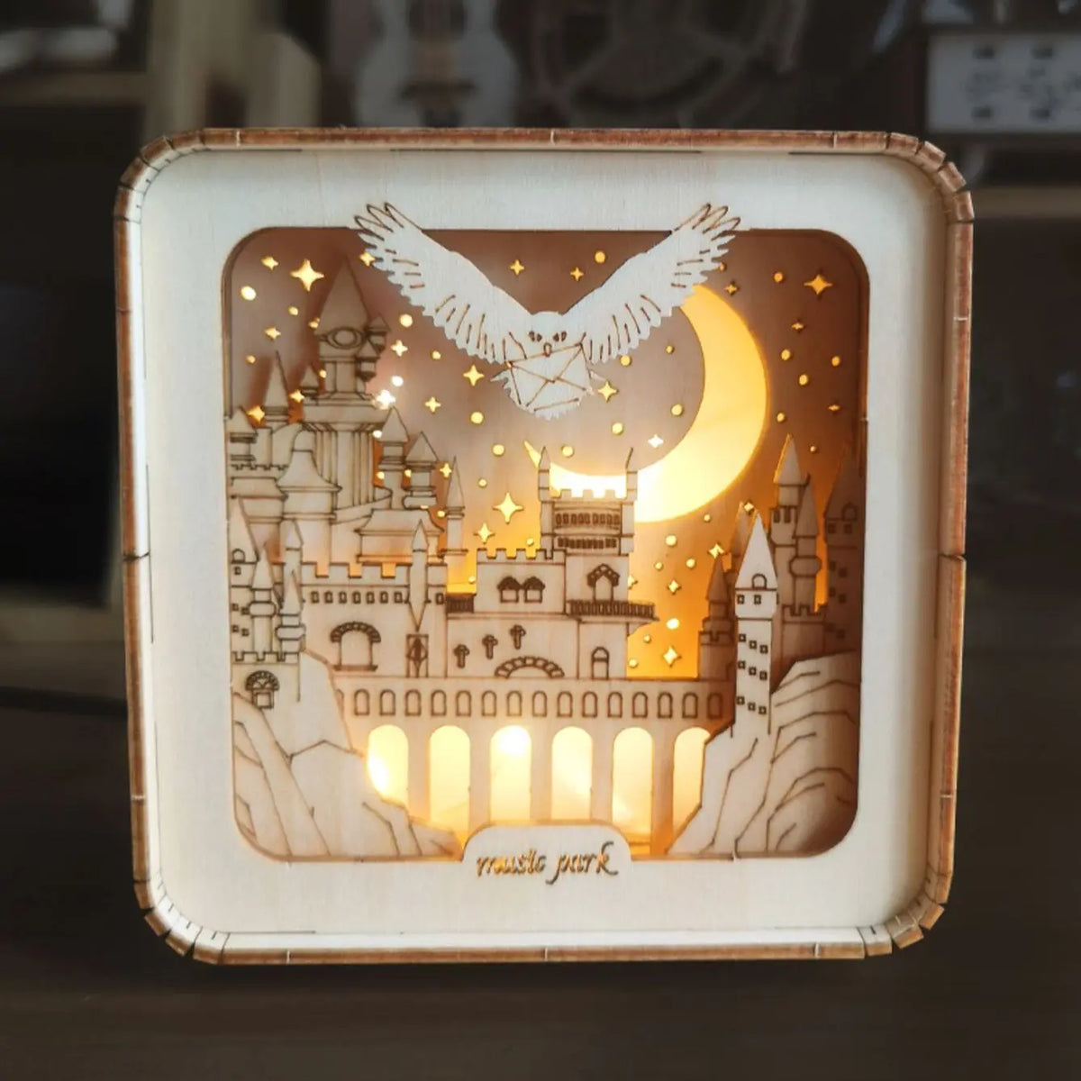 3D Wooden Castle Puzzle Night Light