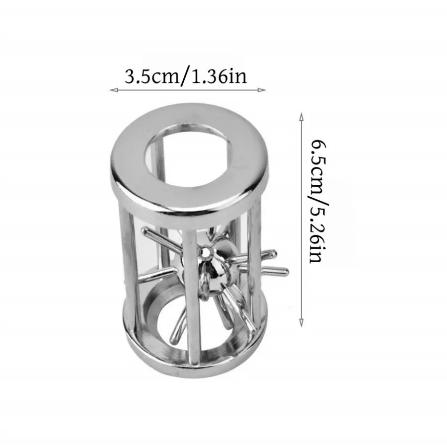 Stainless steel brain teaser puzzle lock set with a circular body and multiple protruding pins
