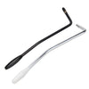 A replacement tremolo arm for an electric guitar, consisting of a black rod and a silver metal arm with a white tip.