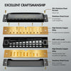 Diagram showing the components of a professional harmonica including stainless steel screws, cover, copper alloy, and ABS res