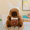 Adorable Capybara Plush Toy with Cute Turtle Backpack