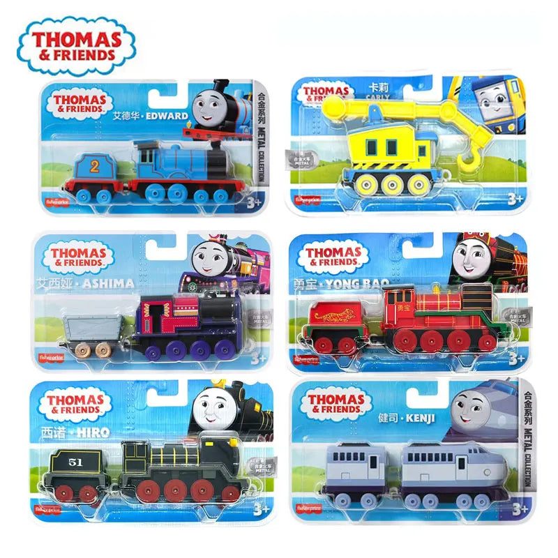 Thomas & Friends diecast train character push-along collectible toy in various packaging.
