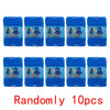 A set of 10 blue PVC figures resembling Minecraft Steve characters in packaging.