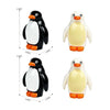 A set of six African wildlife animal building blocks, including penguins and an orca, shown with dimension markers.