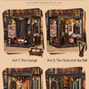 Four-sided book nook kit featuring miniature architecture and music elements with LED lighting displays.