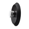 A black aluminum alloy record stabilizer with a silver textured knob.
