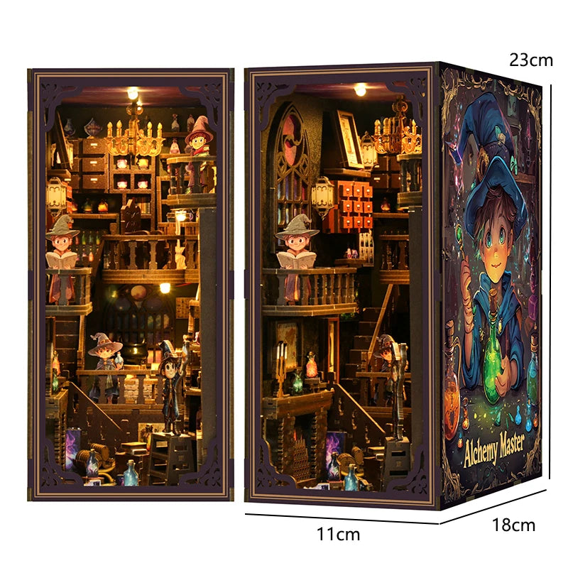 DIY Miniature Book Nook Kit - Retro Wooden Dollhouse Shelf Decor