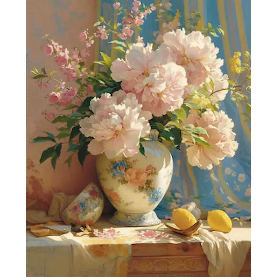 DIY Paint by Numbers Kit | Flowers in Vase | Acrylic Canvas Art with Frame