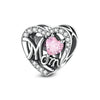 Silver-Plated Heart Charm Bead with Cubic Zirconia for Bracelets and DIY Jewelry