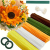 Collection de cure-dents orange, jaune, blanc et vert pour fleurs et loisirs créatifs DIY.
