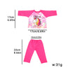 Pink unicorn pajama set for dolls featuring a shirt and pants