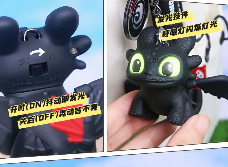 Movable-Wing Toothless & Light Fury Keychain Charm