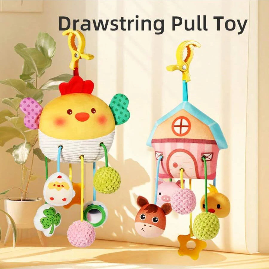Baby Crib Hanging Rattle Teether Toy with Music & Chewable Charm