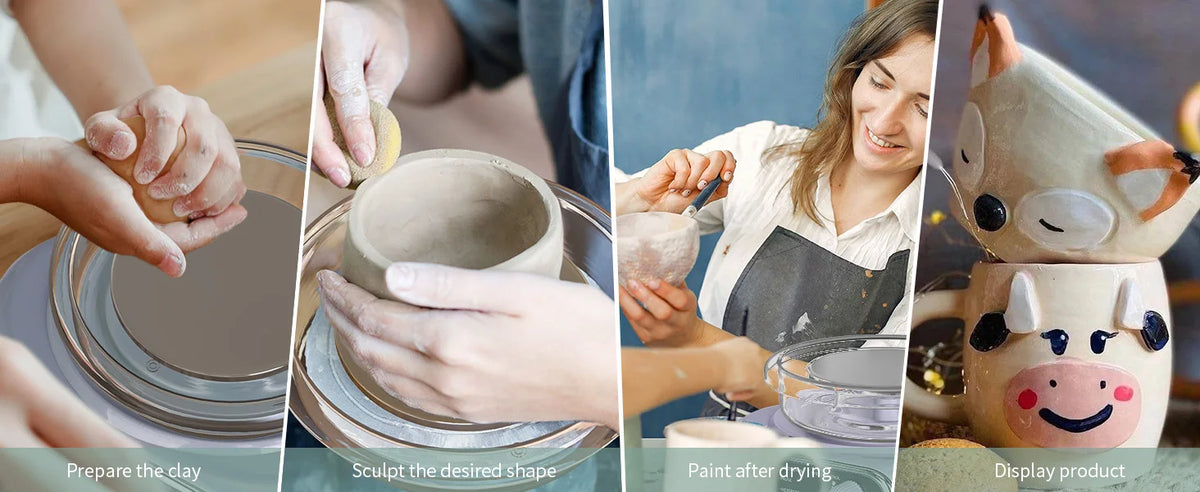 Compact Pottery Wheel Craft Kit with Tools and Paints